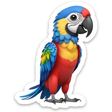 cinematic-macaw-realistic-full-body-standing-emoji,-vibrant-feathers-glowing-with-rich-reds,-blues,-and-yellows,-head-tilted-dramatically,-curved-black-beak-gleaming,-piercing-dark-eyes-exuding-confidence,-simplified-yet-realistic-focused-features,-highly-detailed,-glowing-with-an-almost-sarcastic-glow

 sticker