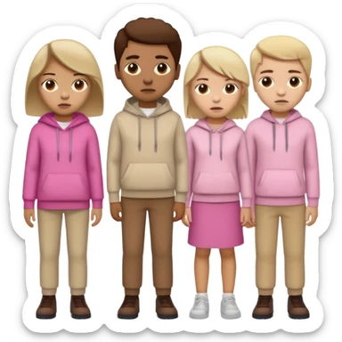 familias enfermas con ropa marron blanca beish y rosa sticker