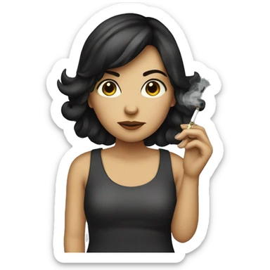 dark haired girl smoking cigarette  sticker