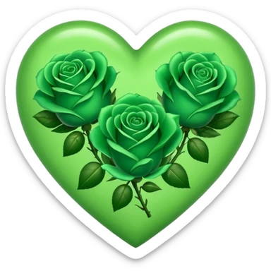 Green Heart with Little 3 green Roses around sticker