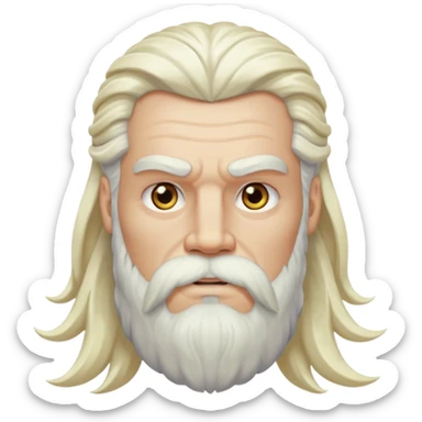GOD OF WAR Zeus with white eyes white long hair and long white beard  sticker