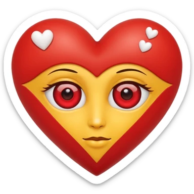 Cara amarilla con corazones en Los ojos y las megillas Rojas sticker