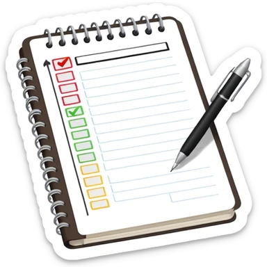 open notebook with a checklist sticker