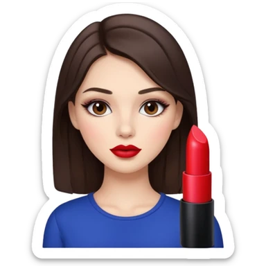 brunette pretty girl with full face makeup sticker