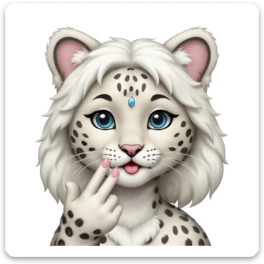 Anthropomorphic snow-leopard girl blowing kisses sticker