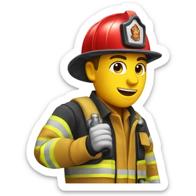 fire fighter fighting a fire sticker