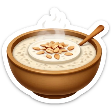bowl of hot porridge with steam sticker