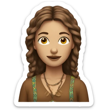 Hippie woman with brown hair portrait sticker