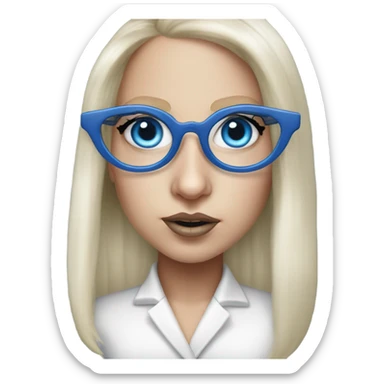 Hyper Realistic Lady Gaga blue eyes big glasses  sticker