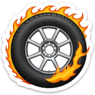 more flames in semi tire sticker