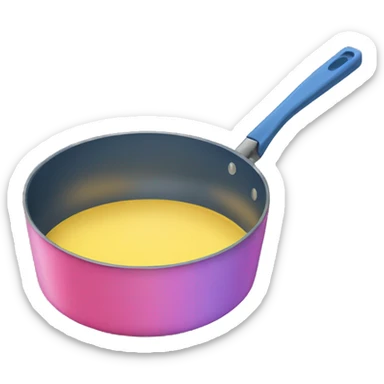 blue, yellow, and pink frying pan sticker