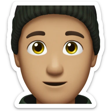 Men with black beanie hat, short hair, green eyes sticker