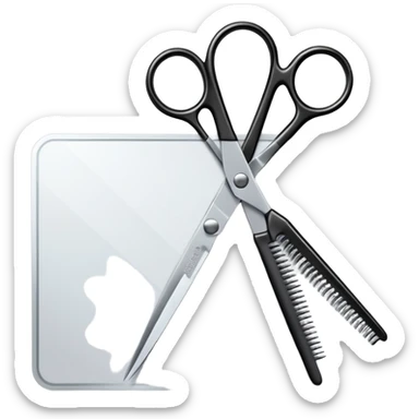 Hair salon gift card with scissors and comb sticker