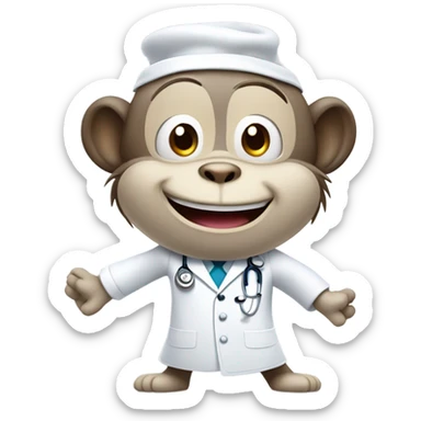 Funny doctor monkey dancing sticker