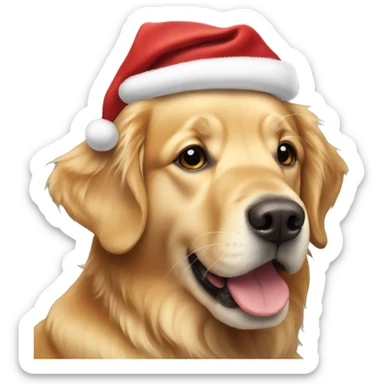 Golden retriever with a christmas hat  sticker
