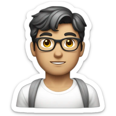 front view of young clark kent wearing white t-shirt using a mac sticker