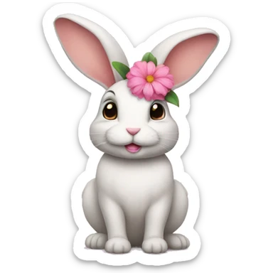 Bunny with pink flower on her head  sticker
