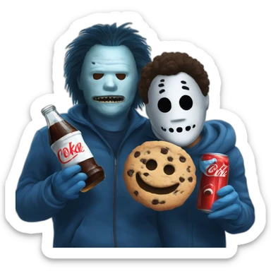 Michael Myers and Cookie Monster with Coke sticker