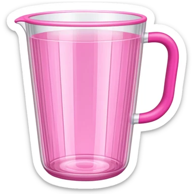 transparent cup with pink handle and ribbed surface sticker