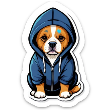Dog wearing hoodie sticker