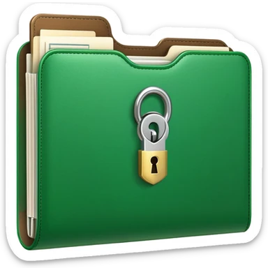 Green folder with lock, secured document, protected file sticker