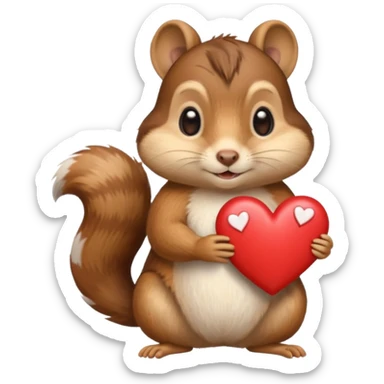 Chipmunk with love hearts sticker