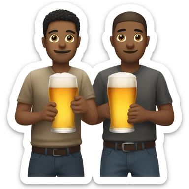 Three men friends drinking beer one light skin sticker