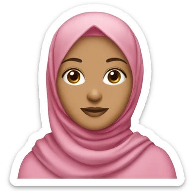A white hijabi girl with a pink hijab  sticker