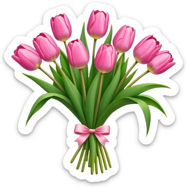 Pink tulips bouquet  sticker