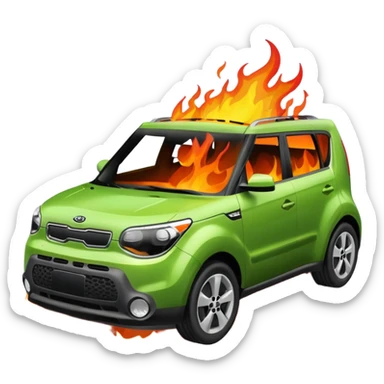 green kia soul on fire sticker