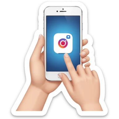 Click on the instagram with your thumb on a cellphone  sticker