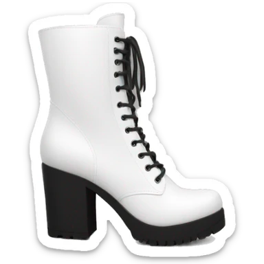 white knee high chunky heel boots sticker