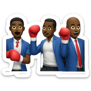 2 Haitians men and 1 Trinidadian man slap boxing in the elevator. sticker