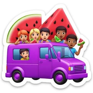 Purple cyber truck, eating watermelon sour patch, kids ￼ sticker