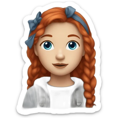 Girl artist with red head and blue eyes sticker