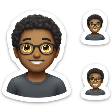 smiling boy with glasses and chin hair sticker