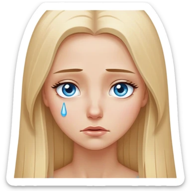beautiful white girl with long straight blonde hair blue eyes crying  sticker