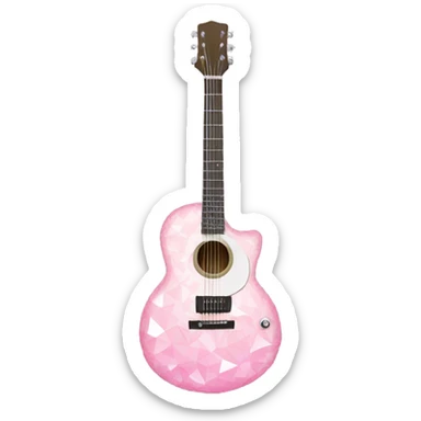 Guitar white light pink crystal pattern sticker