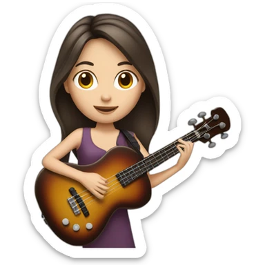 White brunette playing four string bass sticker