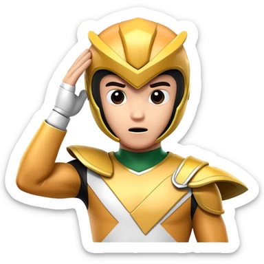 power ranger scratching head in confusion sticker