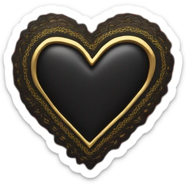 black leather heart red lace overlay and gold border sticker