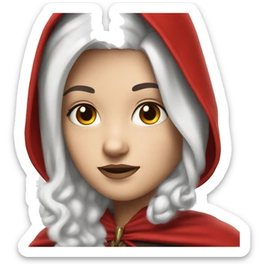 The white girl with white hair in the red cape and red hood. sticker