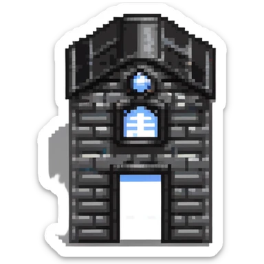 tiny simple police station building icon, modern colors, minimal details, small size sticker