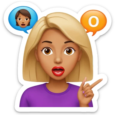 a woman is talking and English letters are coming out of her mouth sticker