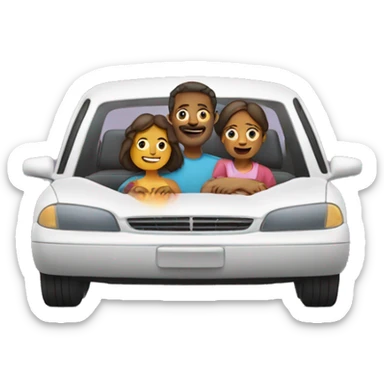 father and mother and a kids in a car sticker