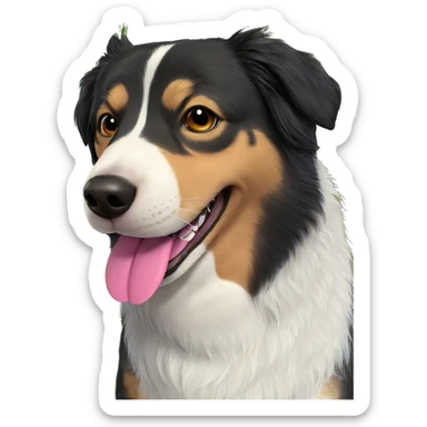 dog with tongue out flowers sticker