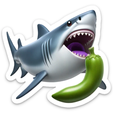 shark with an eggplant sticker