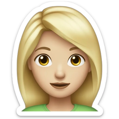 blonde girl with white skin, green and brown eyes and logn hair sticker