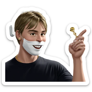 masked male with jewelry sticker