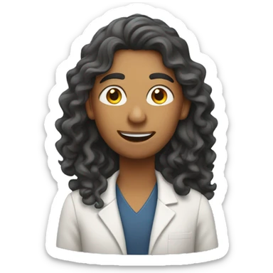 Indian teacher with long curly hair waving sticker